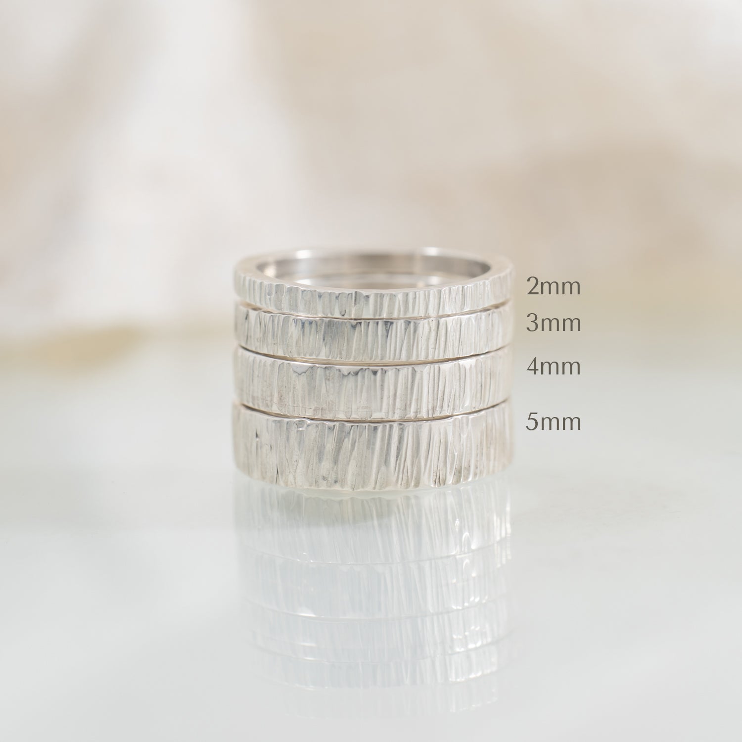 Bark 4mm Sterling Silver Band - Kat Cadegan Jewellery