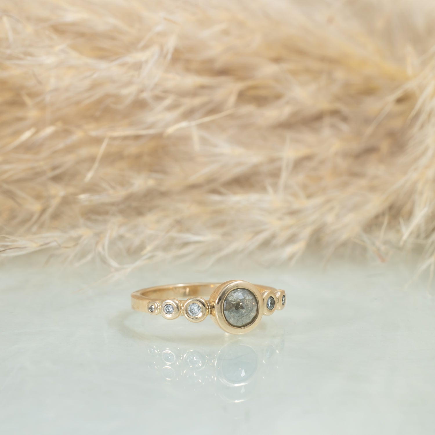 Blanca - salt & papper diamond 14k gold ring - Kat Cadegan Jewellery