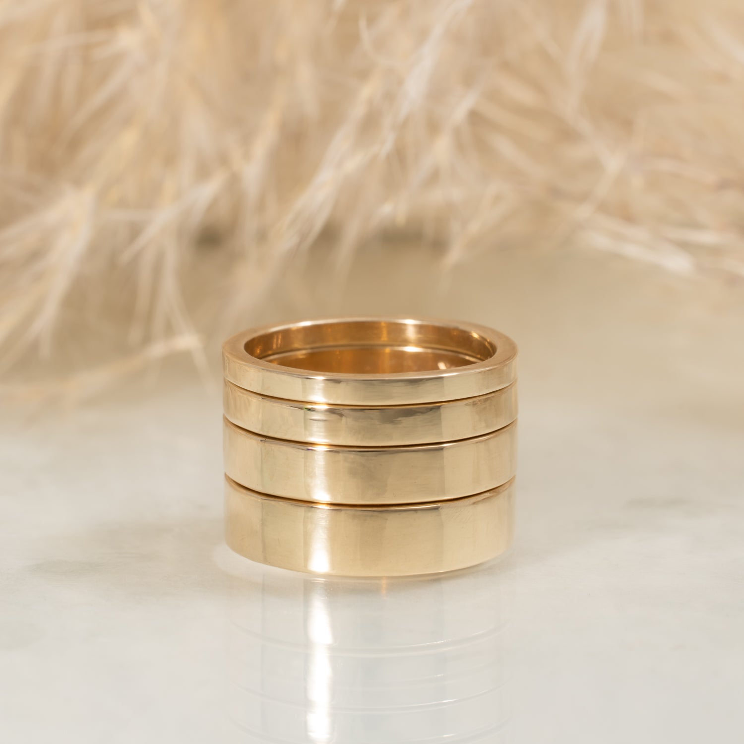 Classic High Polished 4mm gold wedding band - Kat Cadegan Jewellery