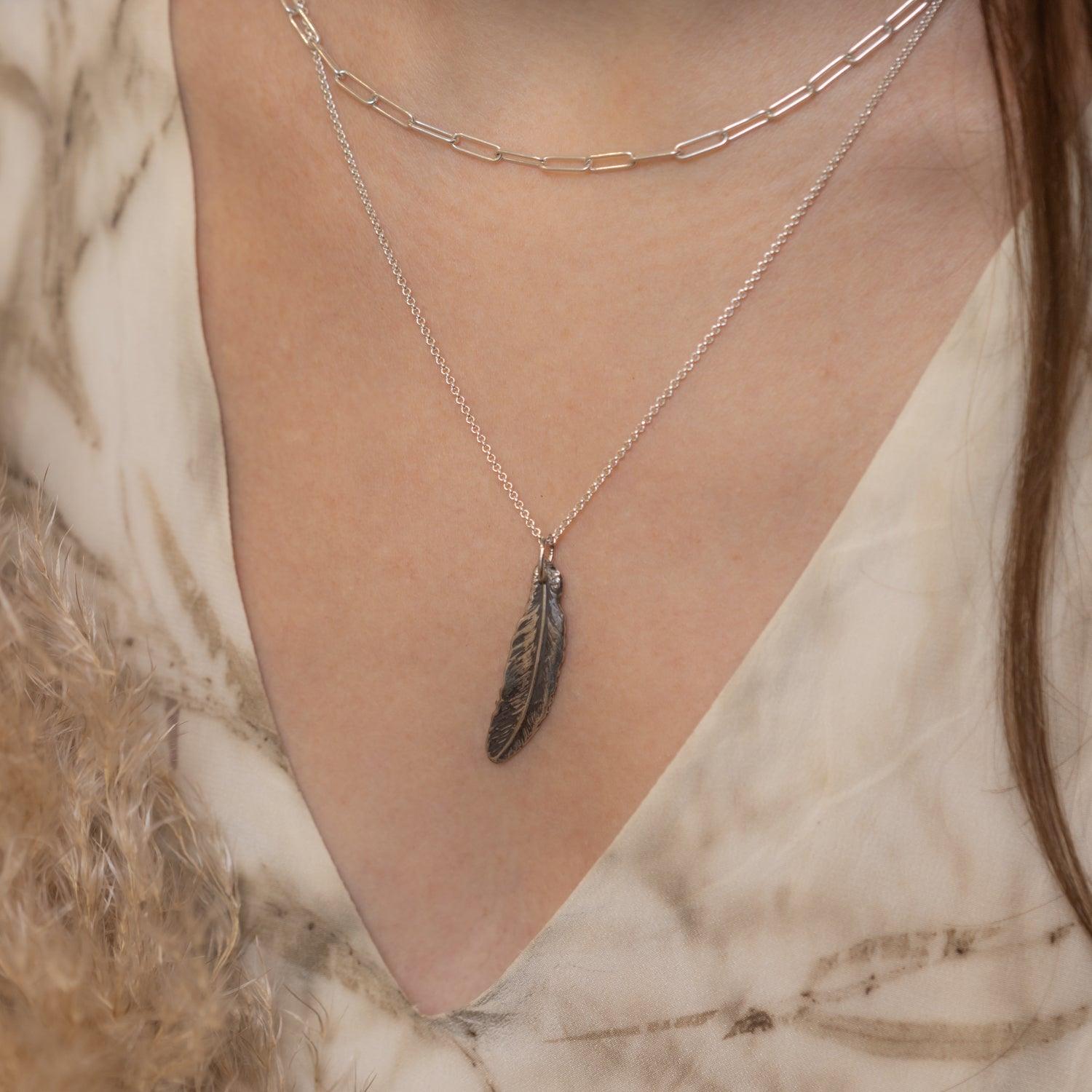 Small feather clearance necklace