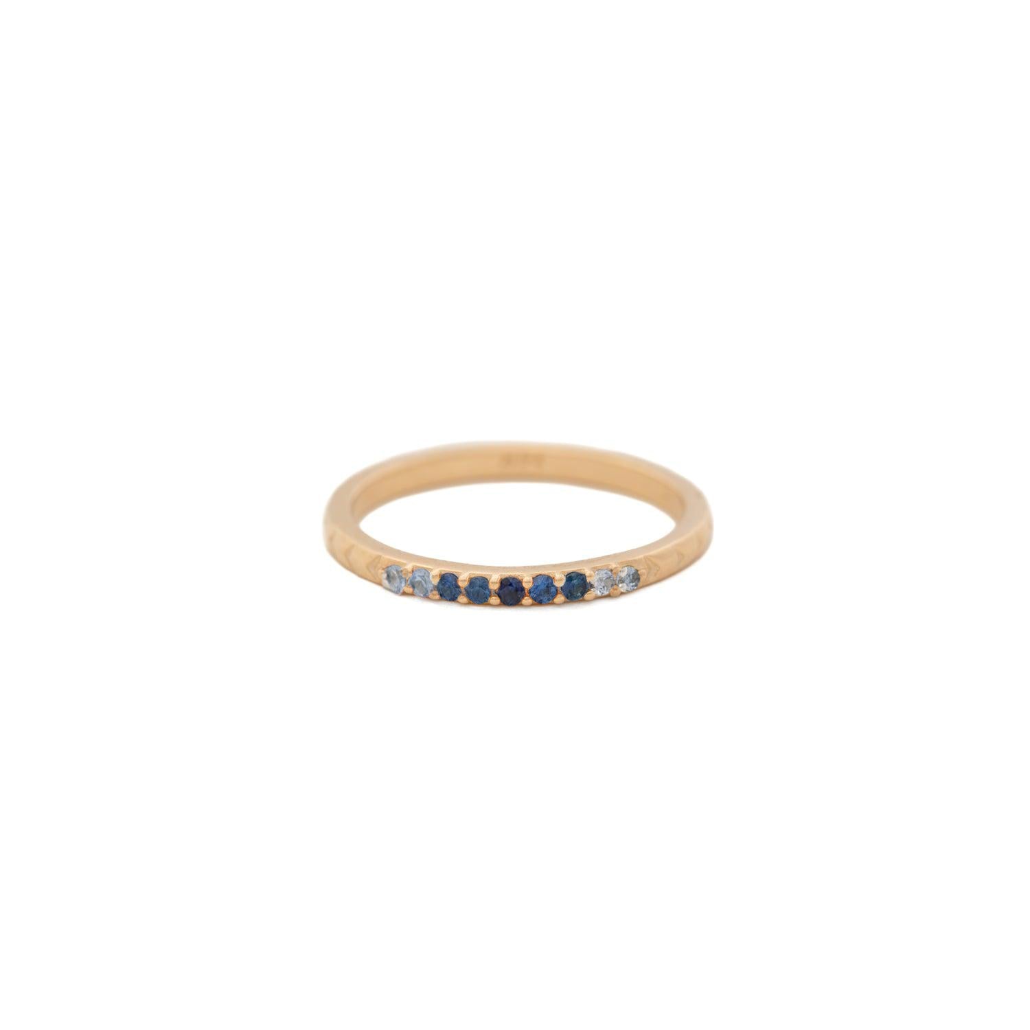 Blue Ombre Sapphire 14k Gold Band