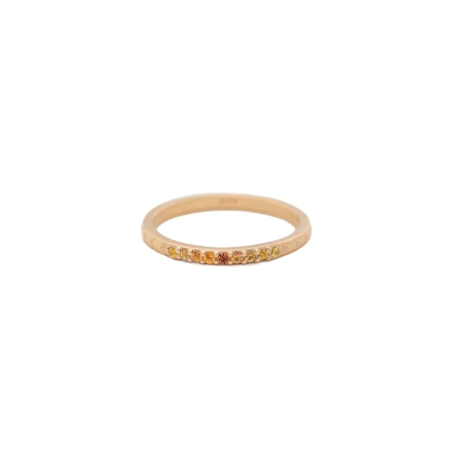 Orange Ombre Sapphire 14k Gold Band