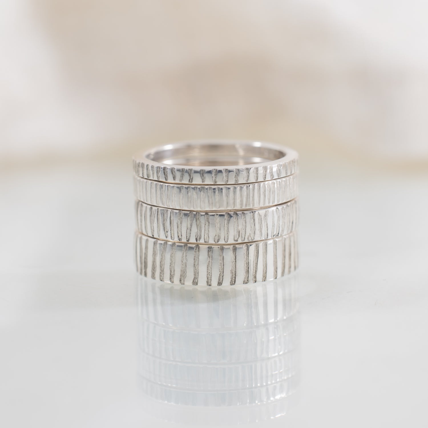 Linear 2mm Sterling Silver Wedding Band