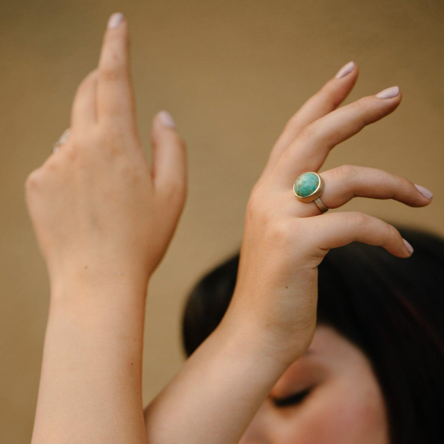 Turquoise Lunar Ring - Kat Cadegan